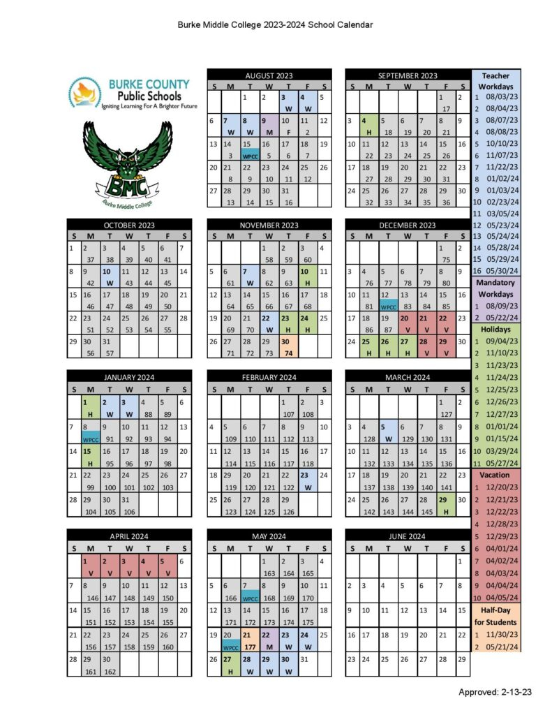 Burke County Schools Calendar 2023 2024 In PDF