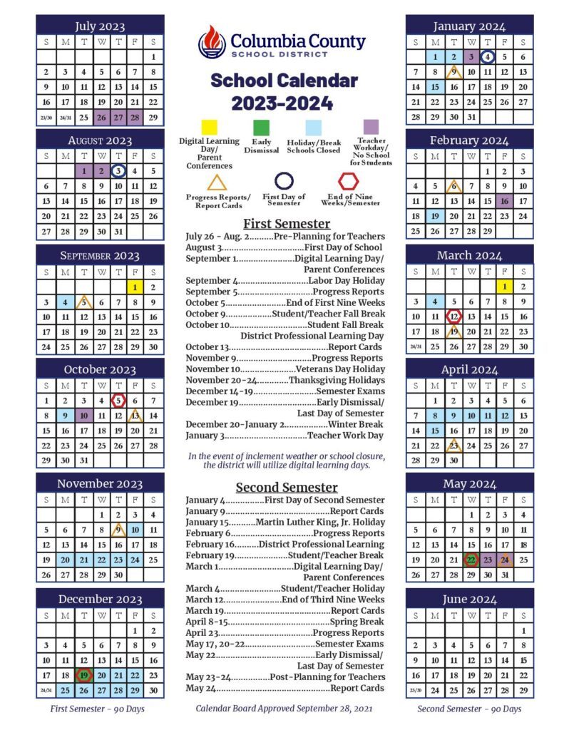 Columbia County School District Calendar 2024 2025 Holidays 