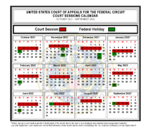 Court Sessions Calendars U S Court Of Appeals For The Federal Circuit