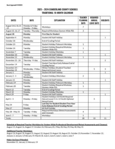 Cumberland County Schools Calendar Holidays 2024 2025