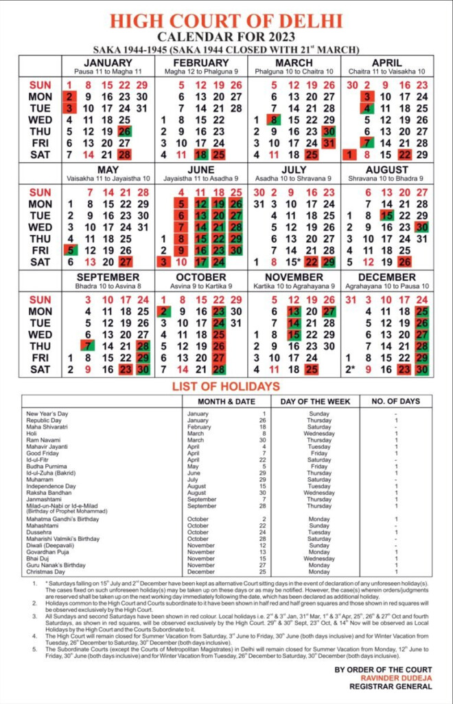 Delhi District Court Calendar 2024 Bobby Christa