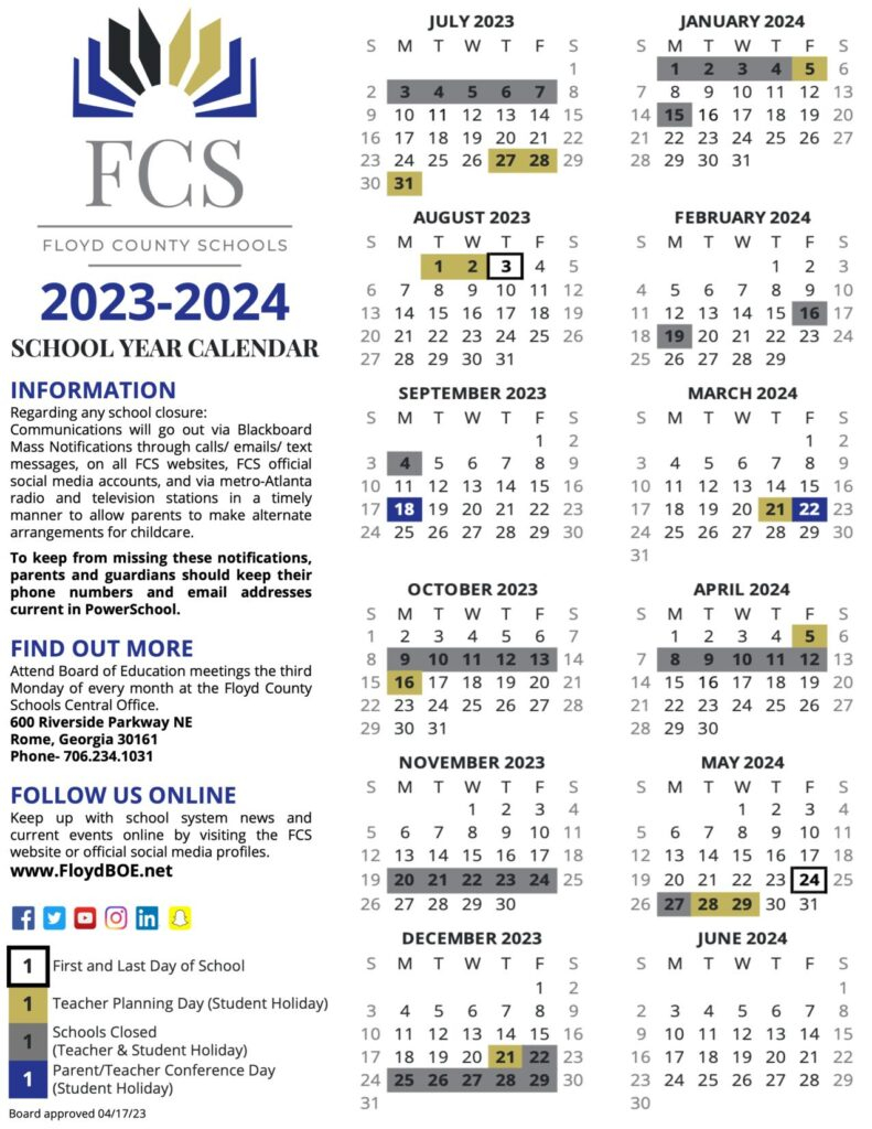 Floyd County School Calendar 2024 Ally Lulita