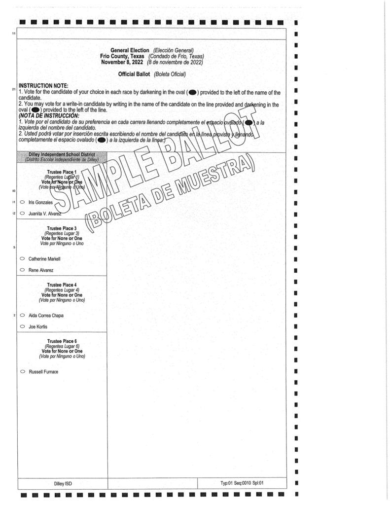 Frio County Precinct 4 Dilley ISD Voting Locations Calendar 