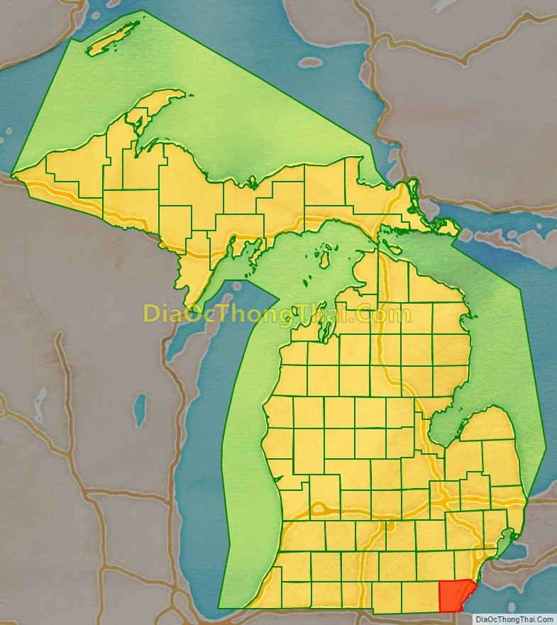 Map Of Monroe County Michigan a c Th ng Th i