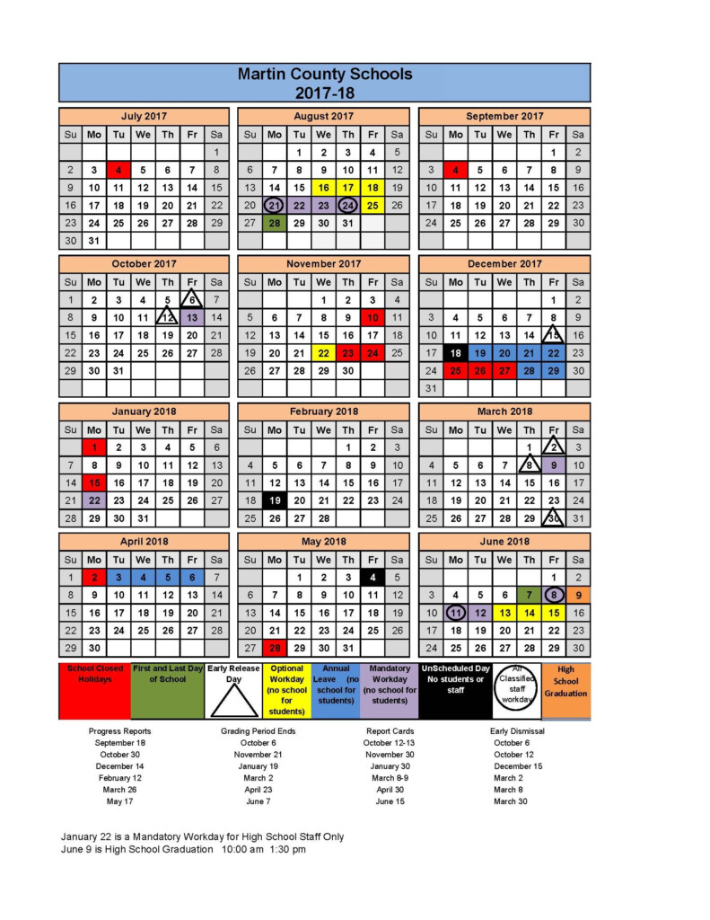 Martin County Calendar CountyCalendars