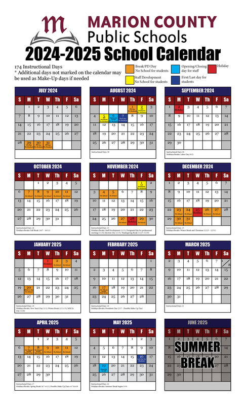 MCPS Board Of Education Approves School Calendar For 2024 2025 Marion 