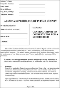 Pima County Superior Court Guardianship Forms CountyForms