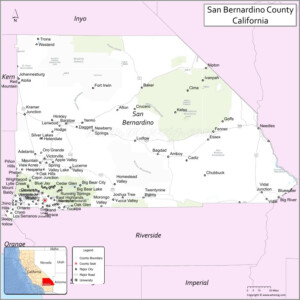 San Bernardino County Map California USA Towns And Cities In San