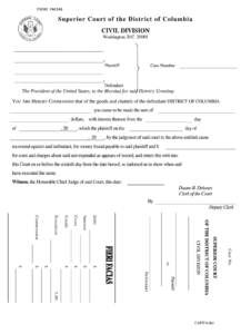 Superior Court Of The District Of Columbia Civil DC Courts Form Fill