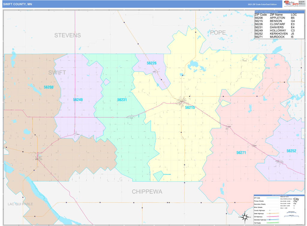 Swift County MN Wall Map Color Cast Style By MarketMAPS MapSales