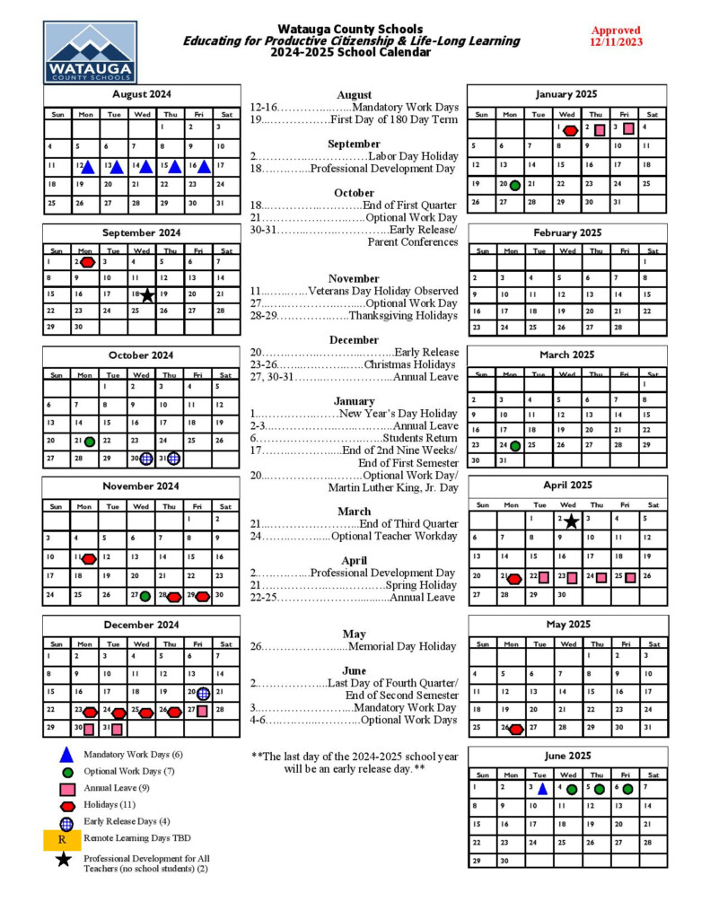 Watauga County Schools Calendar 2024 2025 In PDF